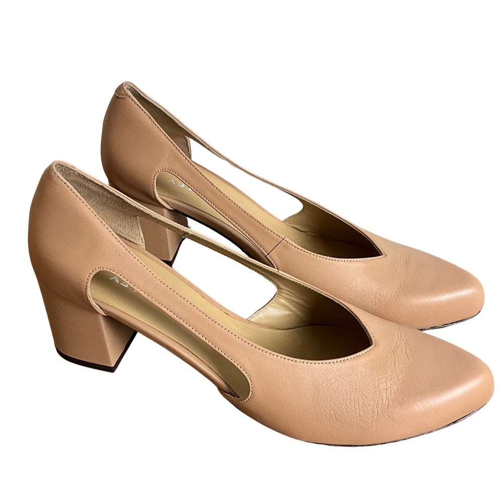 Audley Beige Leather Heels, New in Box